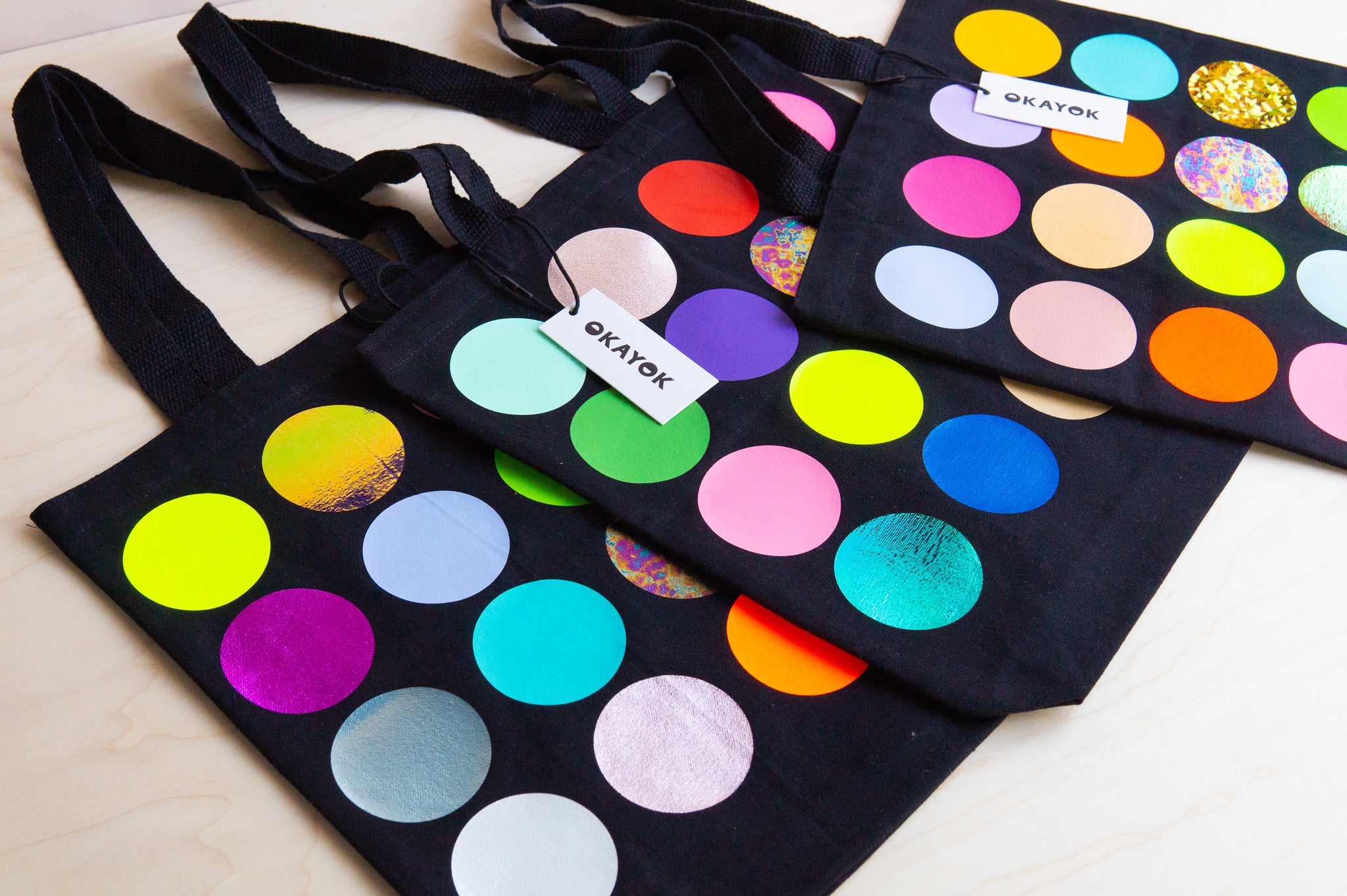 OKAYOK: Black Polka Tote