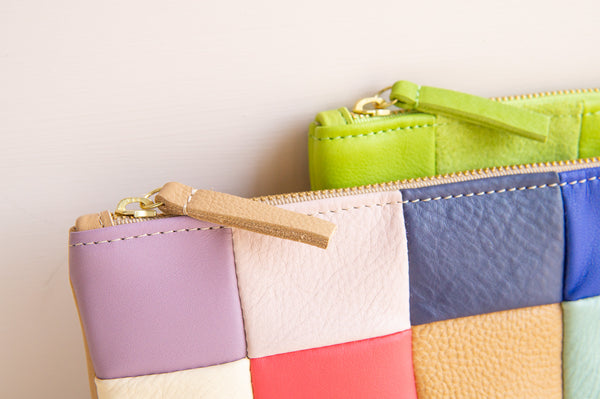 Primecut: Checkered Leather Coin Pouch Summer Scraps Mix