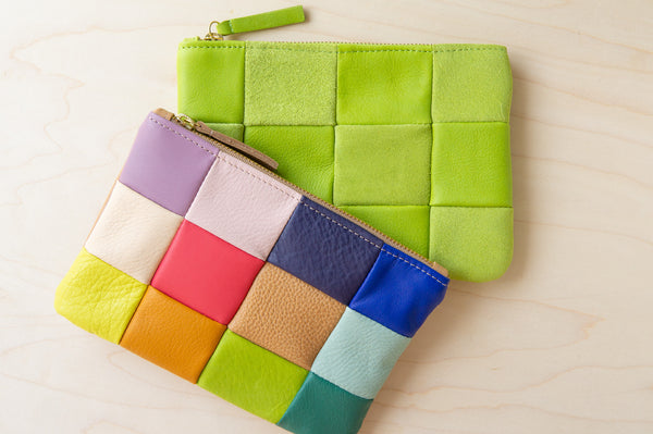 Primecut: Checkered Leather Coin Pouch Summer Scraps Mix