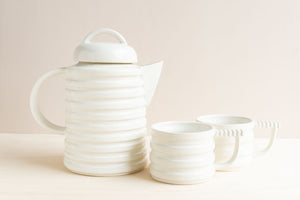Marita Manson Ceramics: White Corrugate Mug