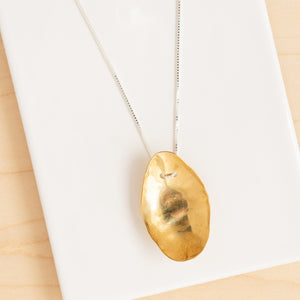 Uni: Long Hammered Oval Necklace