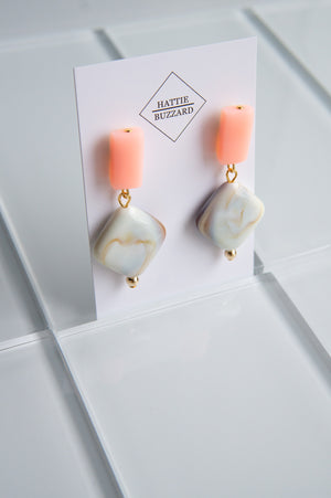 Hattie Buzzard: Little Earrings in Peach & Marble