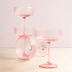 Kadra Kitchenware: Pink Ribbed Coupe Glass