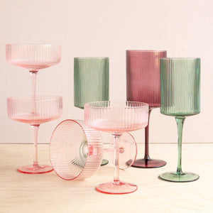 Kadra Kitchenware: 17oz Ribbed Wine Glass (Various Colors)