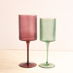 Kadra Kitchenware: 11oz Green Ribbed Wine Glass