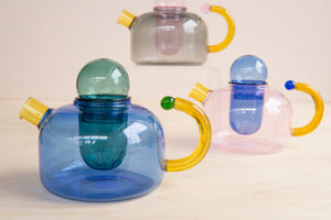 Colorblock Glass Teapot