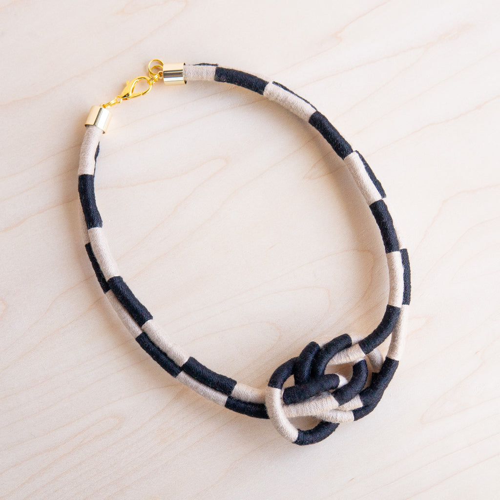 SASHA: Double Dragon Checker Necklace