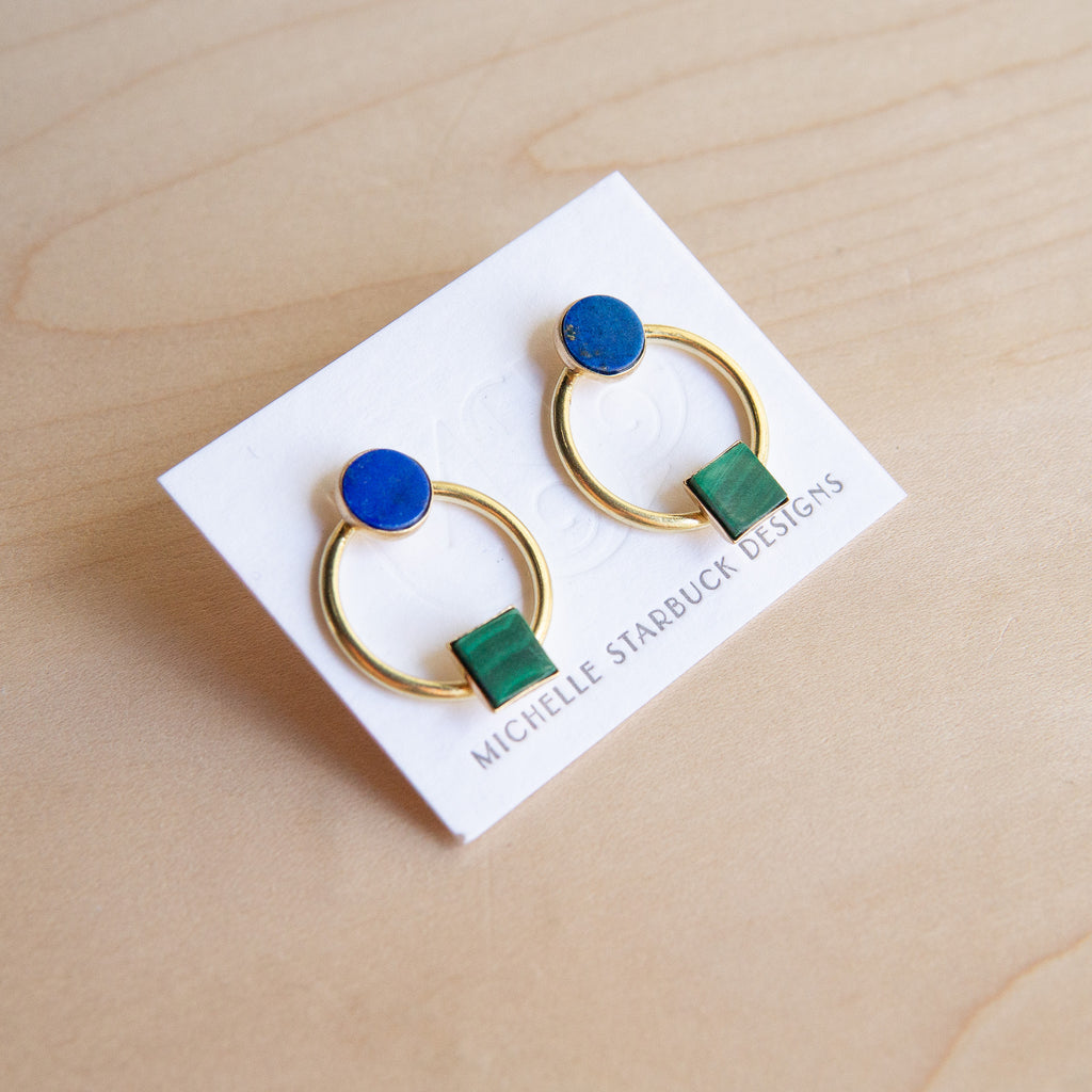 Michelle Starbuck Designs: Lapis + Malachite Duality Earrings
