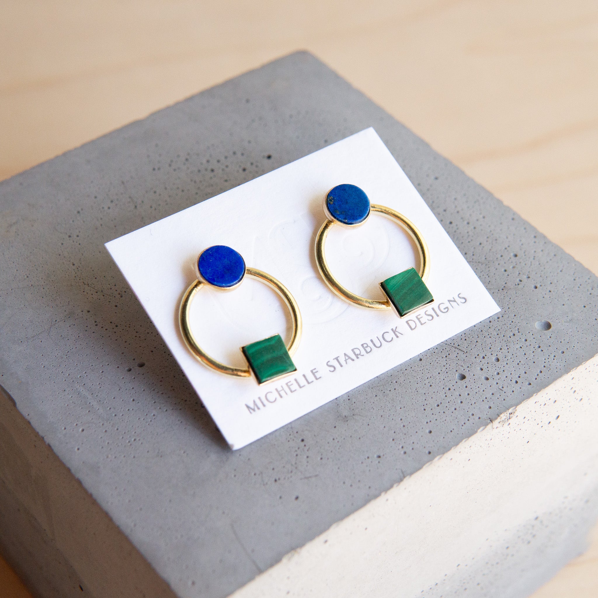 Michelle Starbuck Designs: Lapis + Malachite Duality Earrings