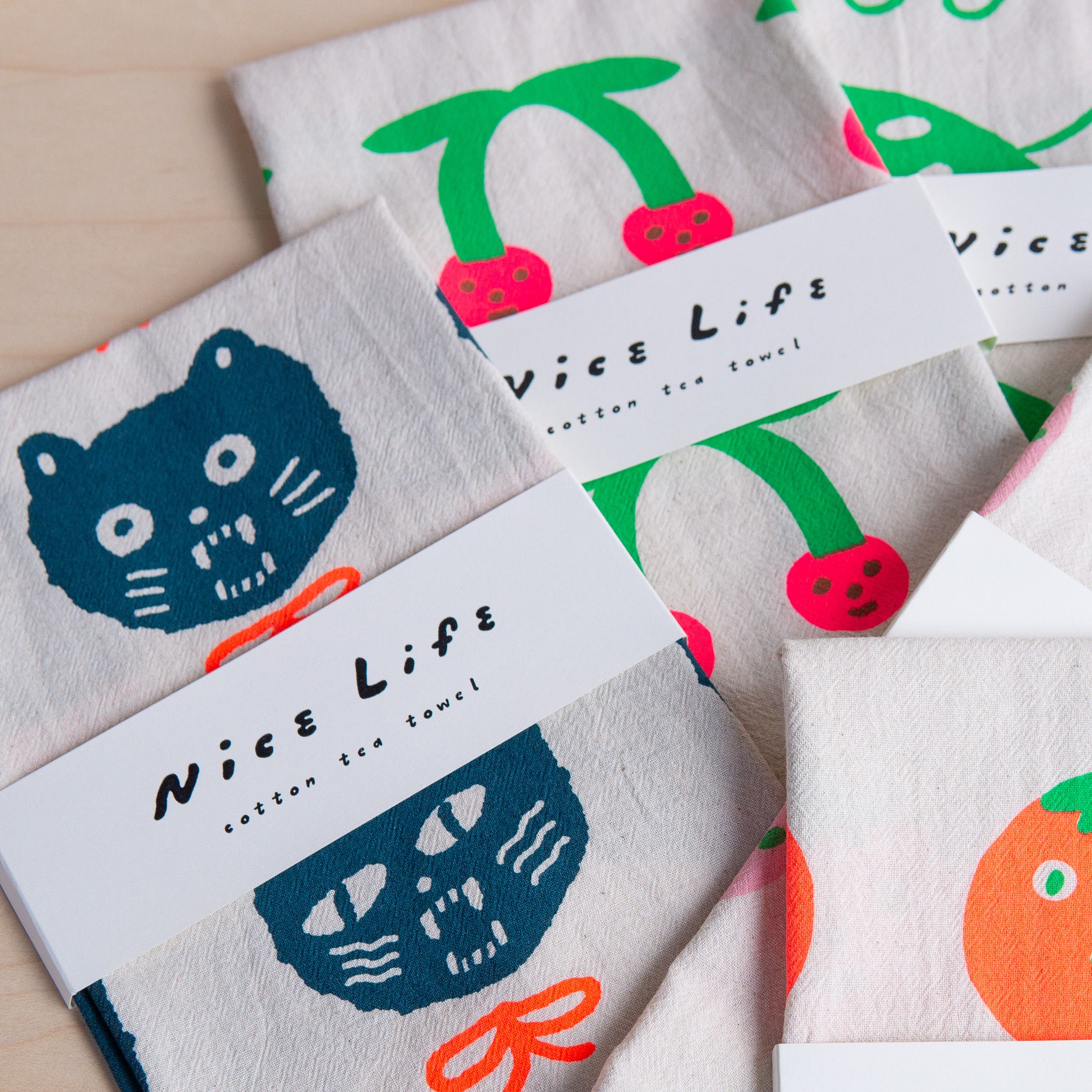 Nice Life: Printed Flour Sack Tea Towel (Various)