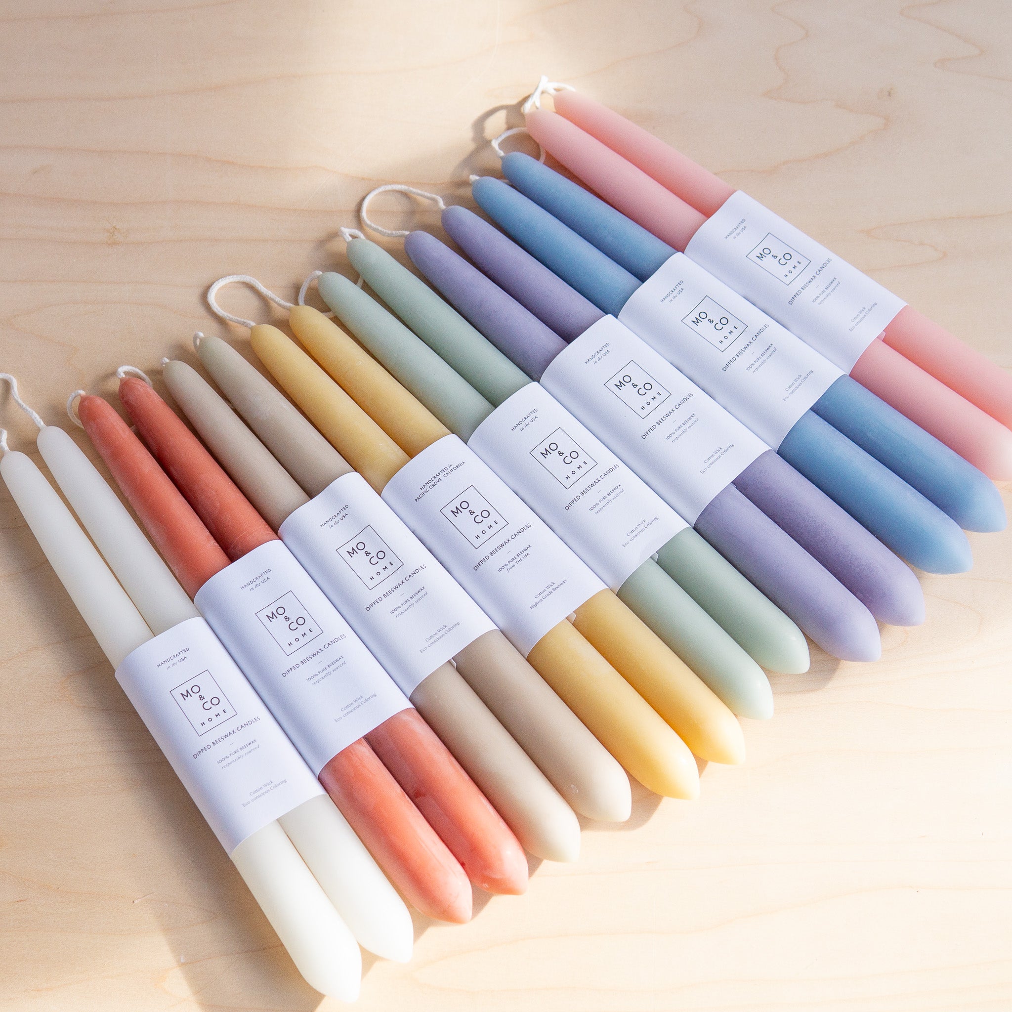 Mo&Co Home: Dipped Beeswax Taper Candle Set