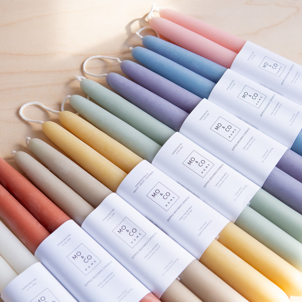 Mo&Co Home: Dipped Beeswax Taper Candle Set