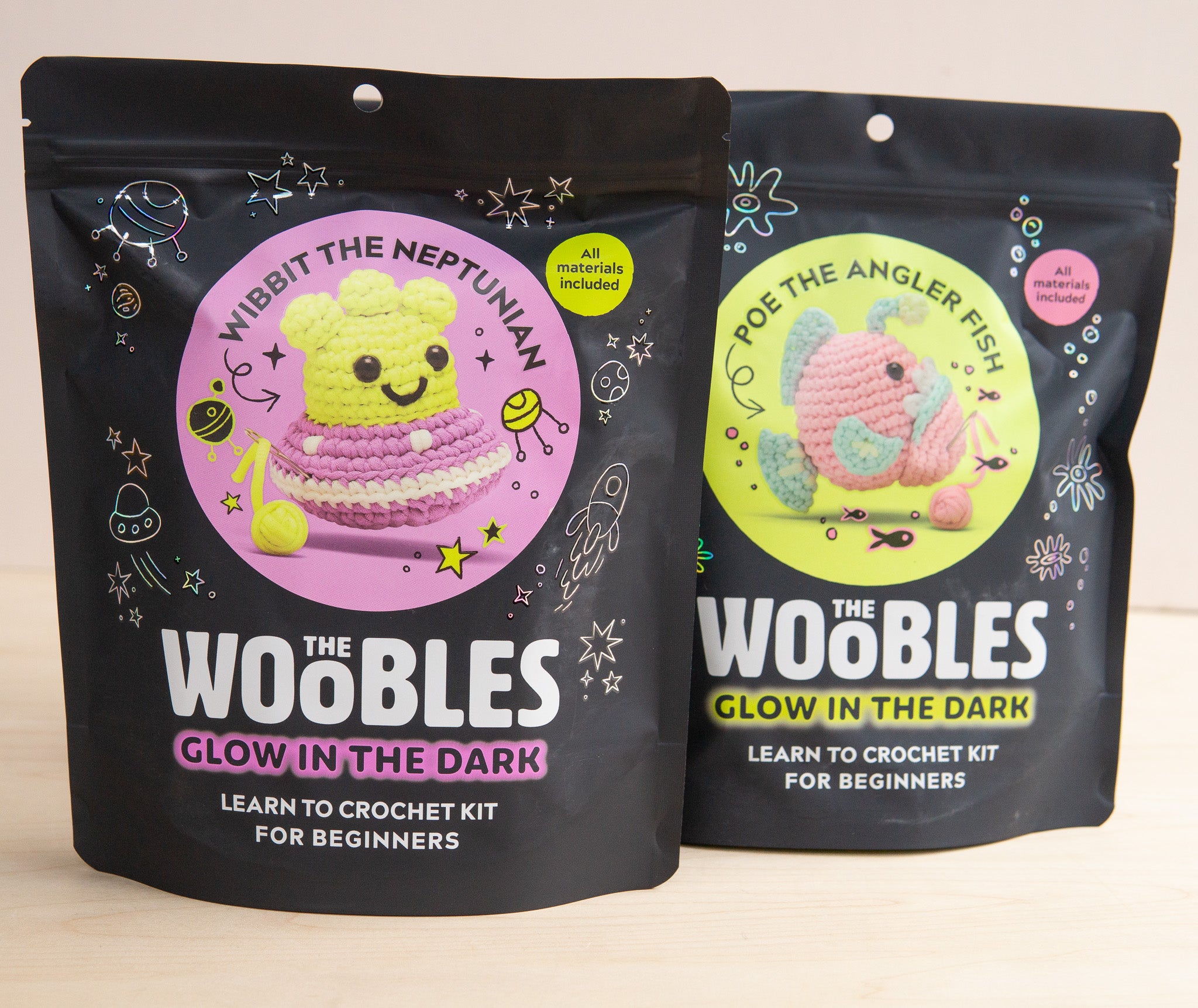 WOOBLE グッドナイト セレニティ & レクイエムセット 20cm The Woobles: Beginner Crochet Kit (Various) – Mantel