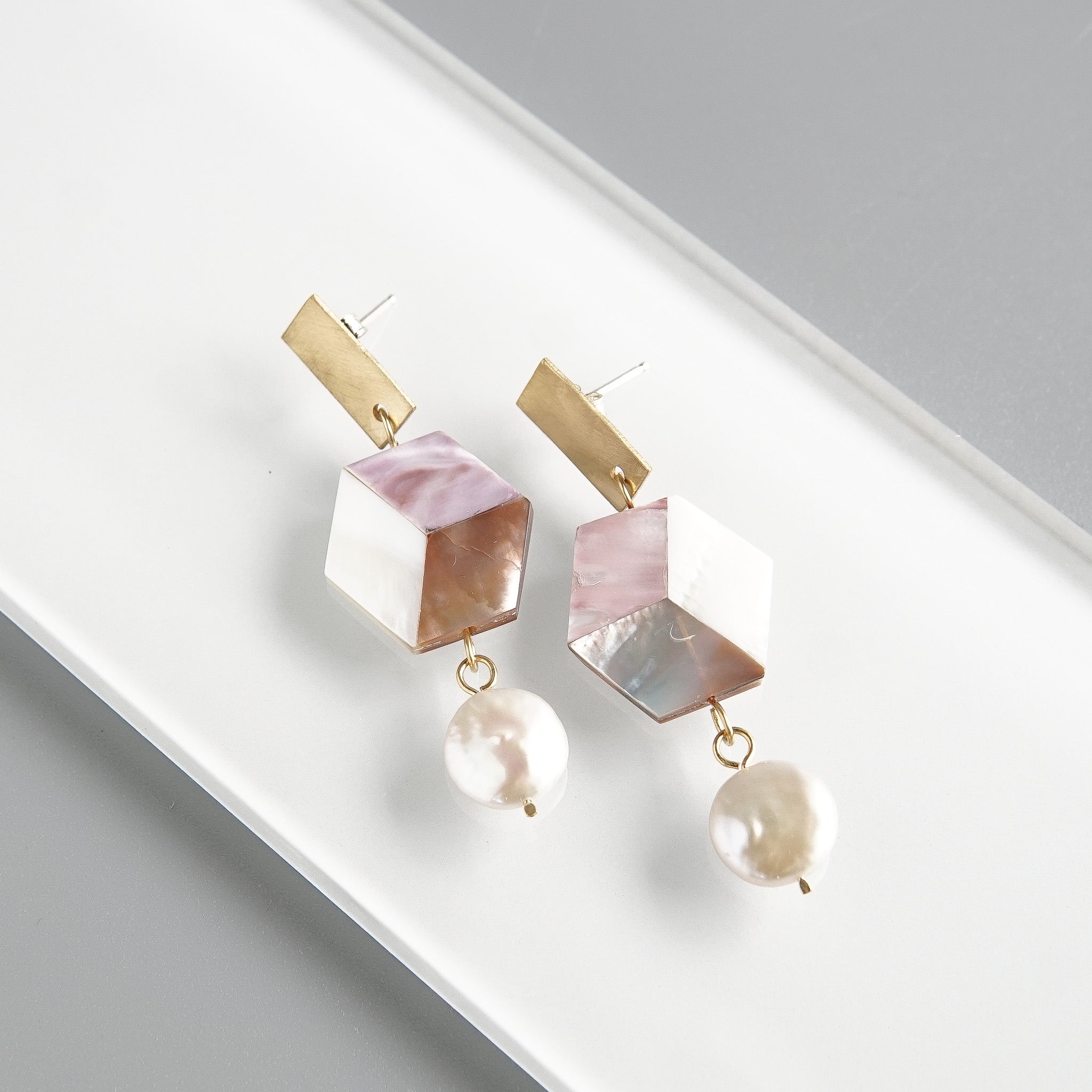 Kari Phillips: Cubic Abalone Earrings With Pearls
