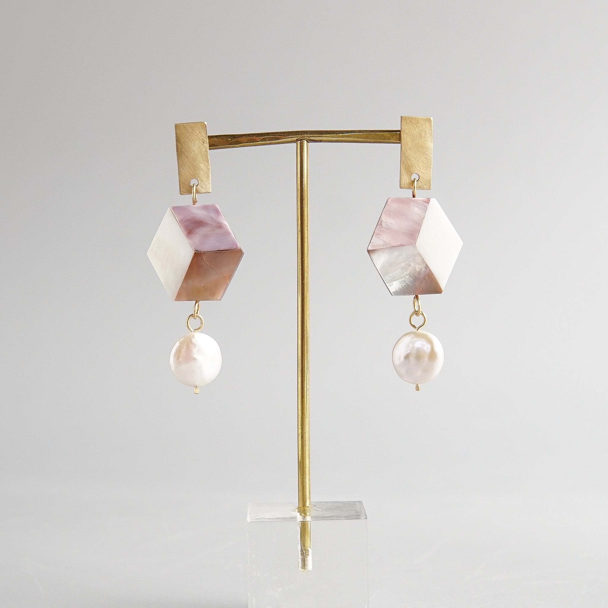 Kari Phillips: Cubic Abalone Earrings With Pearls