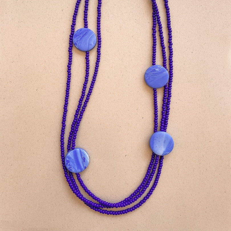 La Tusa: Triple Necklace in Blue
