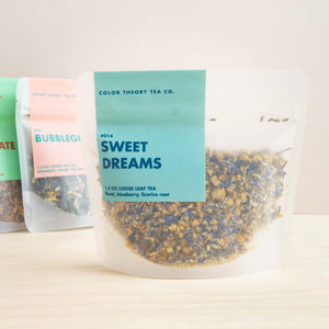 1.5oz bag of loose leaf tea blend called Sweet Dreams from Color Theory Tea Co.