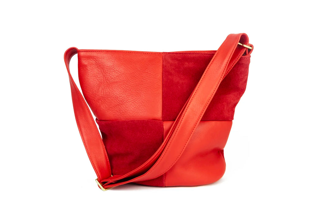 Primecut: Tomato Check Leather Bucket Bag