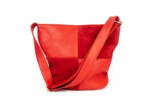 Primecut: Tomato Check Leather Bucket Bag