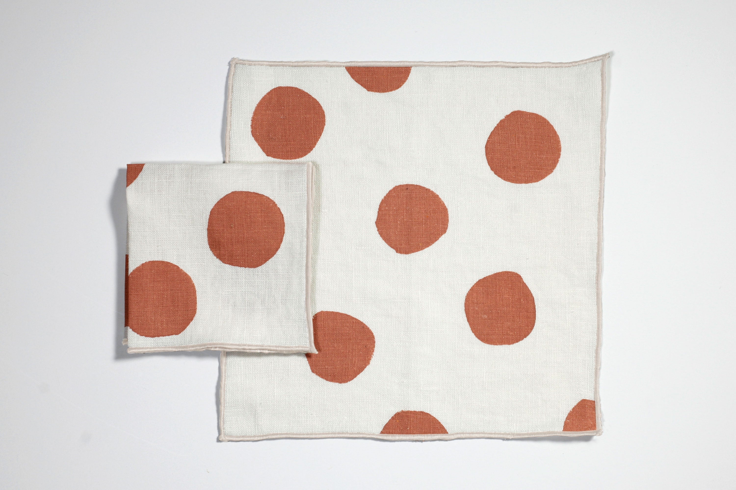 Willow Ship: Cream and Terracotta Dot Cocktail Napkins (Set of 4)