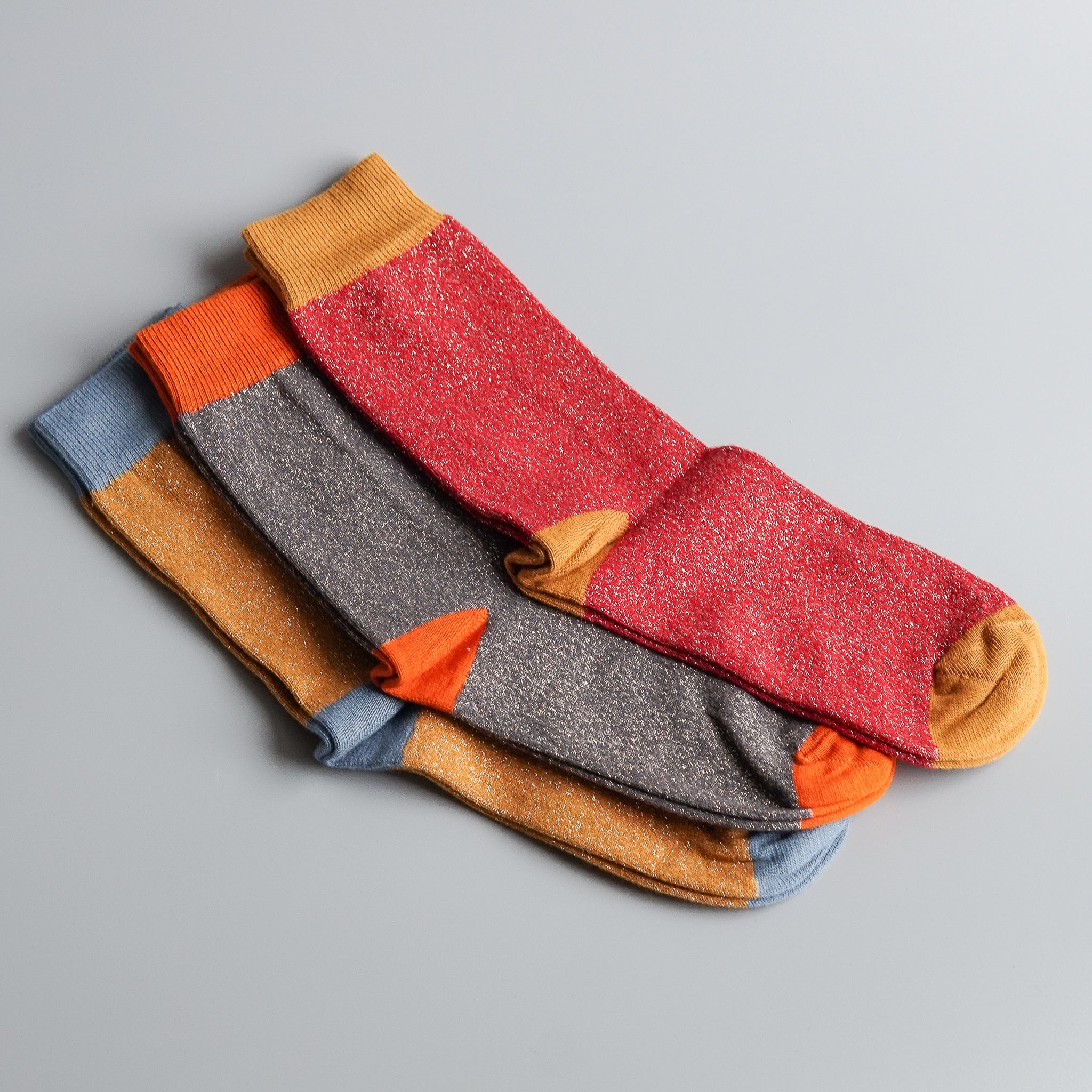Catherine Tough: Women's Organic Cotton Glitter Crew Sock in Red (Size 6.5-9.5)