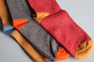 Catherine Tough: Women's Organic Cotton Glitter Crew Sock in Red (Size 6.5-9.5)