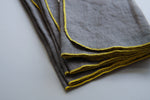 Celina Mancurti: Grey Linen Napkins with Yellow Stitching (18 x 18)
