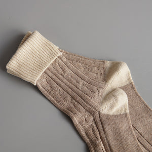 Catherine Tough: Women's Cashmere Mix Slouch Socks in Mushroom/Cream