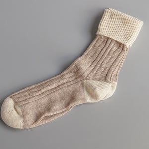 Catherine Tough: Women's Cashmere Mix Slouch Socks in Mushroom/Cream