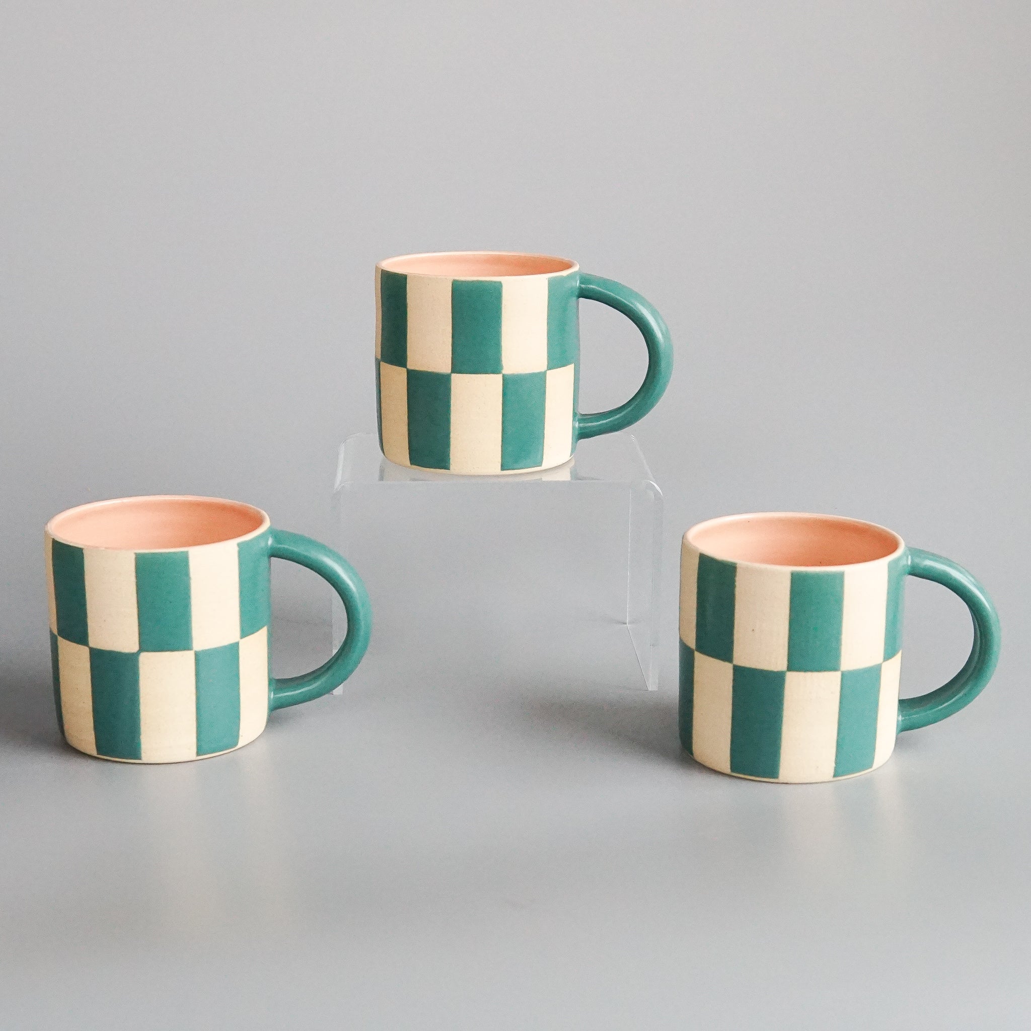 Christi Ahee: 16 oz Teal Checker Mug
