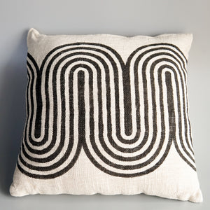 Casa Amarosa - Black Waves Throw Pillow 18 x 18