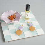 Subtle Art Studios: Glass Tile Decorative Tray in Matte Mint & White Checkered