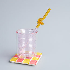 Subtle Art Studios: Glass Tile Coaster in It's Strawberry & Banana Swirl