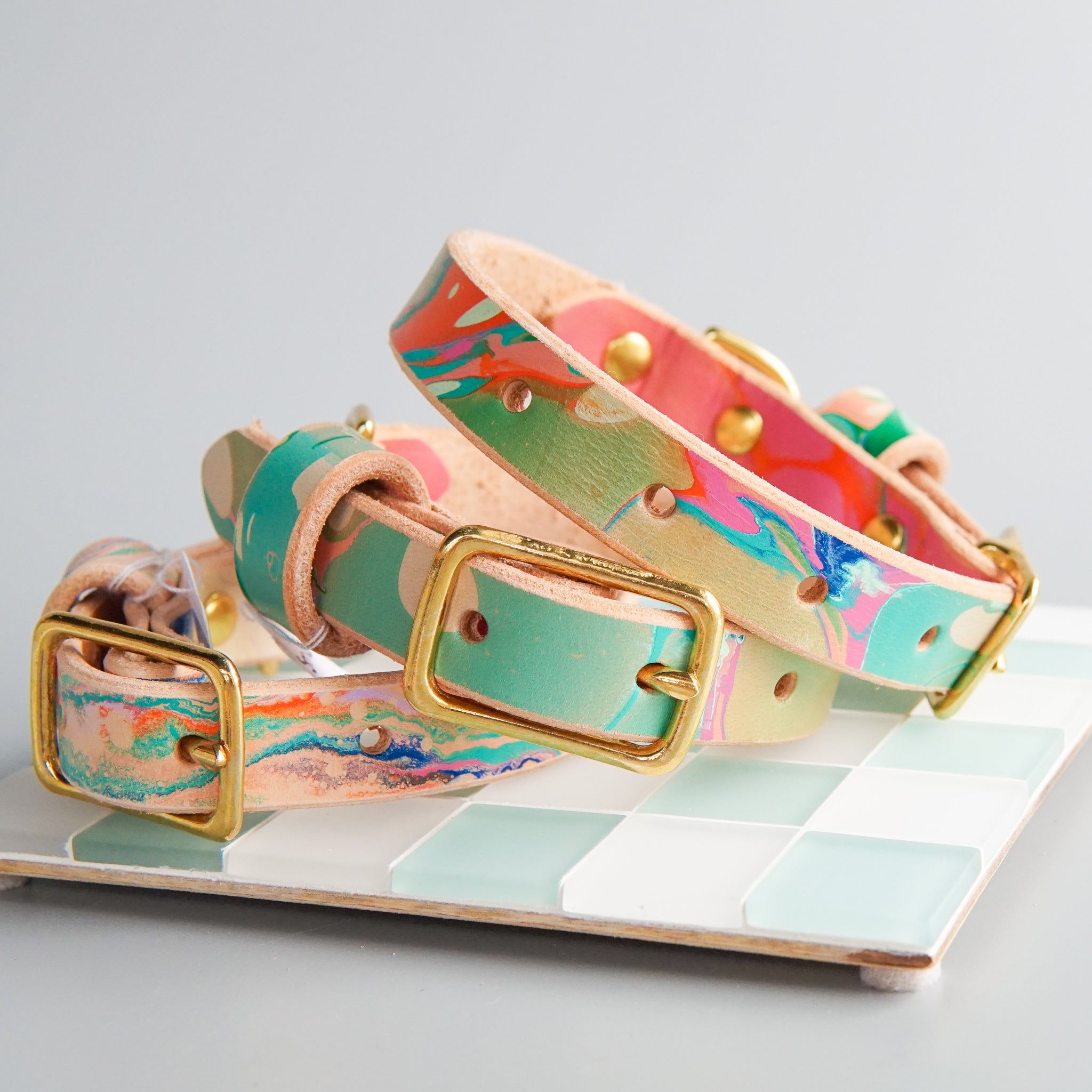 Glad & Young Studio: Hand Marbled Pet Collar