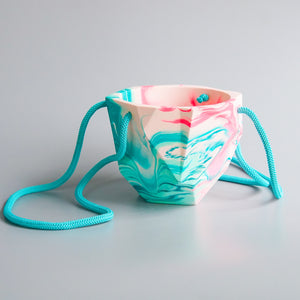 Misshandled: Medium Geometrical Hanging Planter in Mint & Teal