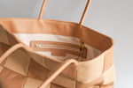 Primecut: Large Tan Check Leather Tote