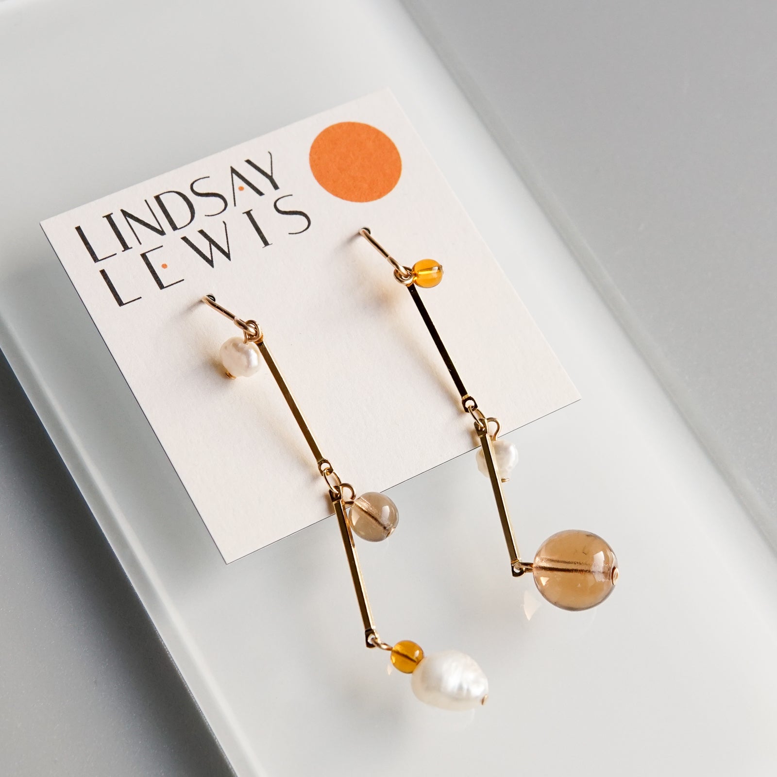 Lindsay Lewis: 2" Tan Fête Earrings