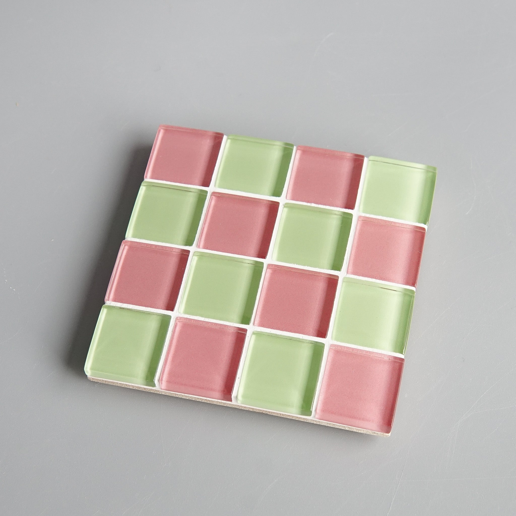 Subtle Art Studios: Glass Tile Coaster in Pink Guava