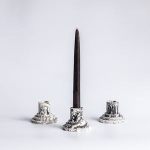 Emily Marlin: Black Marbled Candle Holders (Wales Artist)