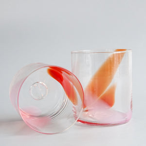Bow Glass: Splash Cup in Red & Pink