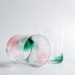 Bow Glass: Splash Cup in Pink & Green