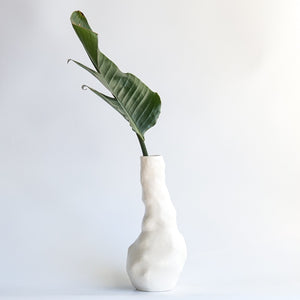 Umlaut Ceramics: White Crinkle Bottle