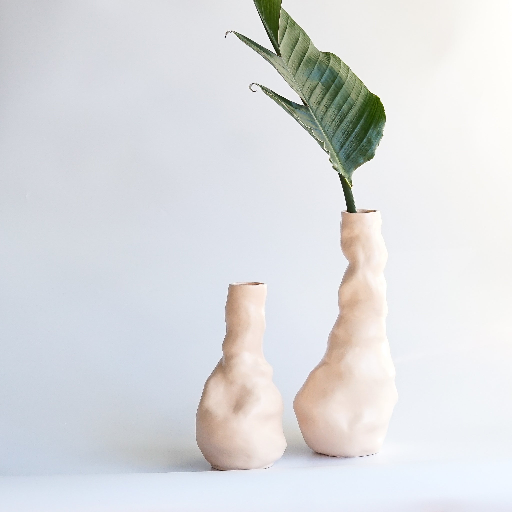 Umlaut Ceramics: Blush Crinkle Bottle