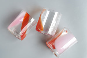 Bow Glass: Splash Cup in Red & Pink