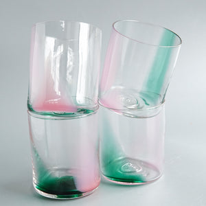 Bow Glass: Splash Cup in Pink & Green