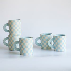 Small Blue Checkered Mug