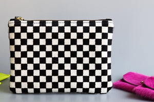 Primecut: Checkered Cowhide Zipper Pouch