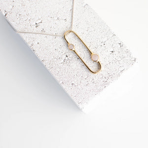 Tiro Tiro Amparo Brass Necklace with Rose Quartz
