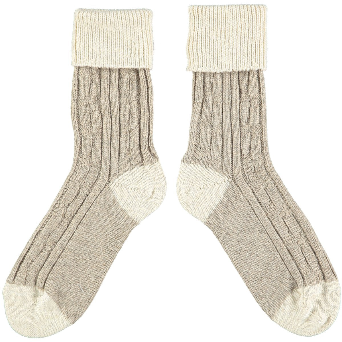 Catherine Tough: Women's Cashmere Mix Slouch Socks in Mushroom/Cream