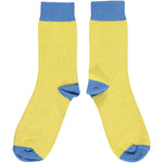 Catherine Tough: Women's Organic Cotton Glitter Crew Sock in Lemon (Size 6.5-9.5)